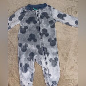 Disney Gray and Blue Mickey Mouse Footie One Piece